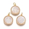 Brass Pendants, with Micro Pave Cubic Zirconia, Shell and Jump Rings, Flat Round with Virgin Mary, Clear, Golden, 17.5x15x3mm, Hole: 3mm