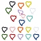 20Pcs 10 Colors Spray Painted Alloy Spring Gate Rings, Snap Clasps Ring, Cadmium Free & Nickel Free & Lead Free, Heart, Mixed Color, 31x29x4mm, Hole: 3mm, 2pcs/color