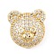 Brass Micro Pave Cubic Zirconia Slide Charms, Long-Lasting Plated, Bear, Golden, 13x13x6.5mm, Hole: 3.5x10mm
