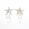 Sparkling Rhinestone Iron on Patches, Appliques, with Iron Ball Chain Tassels, Costume Accessories, for Clothes, Bag, Pants, Shoes, Cellphone Case, Star, Crystal, 148x87x2mm