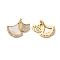 Plating Brass Micro Pave Cubic Zirconia Pendants, Cadmium Free & Nickel Free & Lead Free, with Shell, Leaf, Real 18K Gold Plated, 13x13x4.3mm, Hole: 1.4x3mm