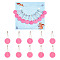 10Pcs 10 Style Number 0~9 Acrylic Charms Locking Stitch Markers, with Alloy Safety Pins, Flat Round, Pink, 3.2cm, 1pc/style