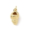 Brass Pendants, Conch Shape Charms, Lead Free & Cadmium Free, Long-Lasting Plated, Real, Rack Plating, with Jump Ring, Real 18K Gold Plated, 14x7.5x6mm