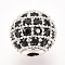 Brass Micro Pave Cubic Zirconia Beads, Cadmium Free & Lead Free, Round, Black, Platinum, 8mm, Hole: 1.5mm