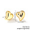 Geometric Shiny Plastic Stud Earrings, Golden, Heart, 14x13mm