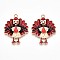 Alloy Enamel Pendants, Lead Free & Cadmium Free, Golden, Peacock Charm, FireBrick, 36x27.5x4.5mm, Hole: 2.5mm