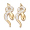 316 Surgical Stainless Steel Pendants, with Polymer Clay Crystal Rhinestone and Jump Ring, Snake, Golden, 30.5x13.5x2.5mm, Jump Ring: 4x0.6mm, 2.8mm Inner Diameter