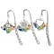 3Pcs 3 Style Fleur-de-lis/Woven Net/Heart Alloy Pendant Bookmark with Chakra Gemstone Chips, Flower Pattern Hook Bookmarks, Mixed Color, 118mm, 1pc/style