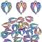 25Pcs Alloy Pendants, Cadmium Free & Lead Free, Wing, Rainbow Color, 21.5x17x2mm, Hole: 1.8mm