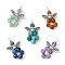 5Pcs 5 Styles Natural Mixed Gemstone Faceted Pendants, Angel Charms with Antique Silver Tone Alloy Wings, 21~22x14x4mm, Hole: 2.2mm, 1pc/style