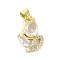 Rack Plating Brass Micro Pave Cubic Zirconia Pendants, with Glass, Real 18K Gold Plated, Long-Lasting Plated, Cadmium Free & Lead Free, Flower, 18x12x4.5mm, Hole: 4.5x3mm