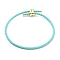 Braided Round Imitation Leather Bracelets Making, with Golden Tone Brass Beads, Dark Turquoise, Inner Diameter: 2-7/8 inch(7.45cm)