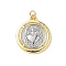 Brass Pendants, Flat Round with Sacred Heart of Jesus, Lead Free & Cadmium Free, Long-Lasting Plated, Rack Plating, with Jump Ring, Real 18K Gold Plated, 22x19x3mm, Hole: 3mm