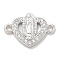 Rack Plating Brass Micro Pave Clear Cubic Zirconia Religion Heart Virgin Mary Connector Charms, Long-Lasting Plated, Lead Free & Cadmium Free, Platinum, 10.5x16x2.2mm, Hole: 1.6mm