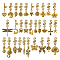 Alloy Hair Coil Cuffs Set, Dreadlock Accessories, Spiral Hair Decoration, with Alloy Pendants, for Hair Styling, Antique Golden, 40~64mm, 30 style, 1pcs/style, 30pcs/set