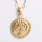 Stainless Steel Circular Tree of Life Pendant Necklaces, Religious Jewelry, Golden