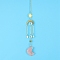 Rose Quartz Moon Sun Catcher Hanging Ornaments, with Brass Star & Sun, for Home, Garden Decoration, 400mm