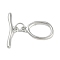 Brass Toggle Clasps, Cadmium Free & Nickel Free & Lead Free, Oval, Platinum, Oval: 18x11x2mm, Hole: 1.6mm, Bar: 20.5x6x2mm, Hole: 1.6mm