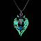 Luminous Glow In The Dark Enamel Wolf Pendant Necklace with Synthetic Turquoise Beaded, Alloy Jewelry, Green, 27.56 inch(70cm)