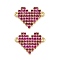 Brass Micro Pave Cubic Zirconia Heart Connector Charms, Long-Lasting Plated, Cadmium Free & Lead Free, Rack Plating, Golden, Medium Violet Red, 14.5x19.5x2mm, Hole: 1.4mm