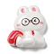 Study Theme Opaque Resin Cabochons, Rabbit School Supplies, Backpack, WhiteSmoke, 23x21x6mm