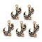 Alloy Enamel Links Connectors, Cadmium Free & Lead Free, Light Gold, Anchor, Black, 22x13x1mm, Hole: 1.6mm