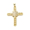 Brass Micro Pave Clear Cubic Zirconia Pendants, Cadmium Free & Nickel Free & Lead Free, Real 18K Gold Plated, Cross, Star, 36x26~26.5x3~4mm, Hole: 4x3.5mm
