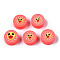 Handmade Polymer Clay Beads, for DIY Jewelry Crafts Supplies, Flat Round with Duck, Tomato, 8.5~9.5x4~5mm, Hole: 1.6mm