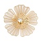 Brass Cobochons, with Rhinestone, Flower, Real 18K Gold Plated, 24x24x3.5mm