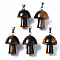 Natural Tiger Eye Pendants, with Stainless Steel Snap On Bails, Mushroom Shaped, 24~25x16mm, Hole: 5x3mm