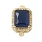 Rack Plating Brass Micro Pave Clear Cubic Zirconia Rectangle Connector Charms, with Glass, Long-Lasting Plated, Cadmium Free & Lead Free, Real 18K Gold Plated, Blue, 17.5x11x6mm, Hole: 1.5mm