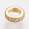 Brass Micro Pave Cubic Zirconia European Beads, Large Hole Beads, Lead Free & Cadmium Free, Ring, Golden, 8x2.5mm, Hole: 4.5mm