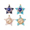 Glass & Seed Bead Woven Pendants, Star, Mixed Color, 30x28~30x6.5mm, Hole: 1.8mm