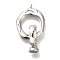 Brass Fold Over Clasps, Cadmium Free & Nickel Free & Lead Free, Oval, Platinum, 30mm, oval: 14x7x5.5mm, hole: 4mm, clasp: 20.5x16x2mm, hole: 1.2mm