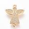 Long-Lasting Plated Brass Micro Pave Cubic Zirconia Links, Cadmium Free & Lead Free, Angel, Golden, 23.5x19x2mm, Hole: 1.4mm