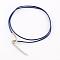 Waxed Cotton Cord Necklace Making, with Alloy Lobster Claw Clasps and Iron End Chains, Platinum, Marine Blue, 17.4 inch(44cm)