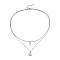 Non-Tarnish 304 Stainless Steel Tiered Necklaces, with Cable Chains and Lobster Claw Clasps, Flat Round with Ankh Cross and Cross, Stainless Steel Color, 15.7 inch(40cm), 1.5mm