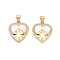 Brass Micro Pave Clear Cubic Zirconia Pendants, Cadmium Free & Lead Free, with Shell, Heart Charms, Real 18K Gold Plated, 18.5x16.5x2.5mm, Hole: 5x3.5mm