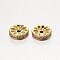 Brass Micro Pave Grade AAA Cubic Zirconia Beads, Disc, Cadmium Free & Nickel Free & Lead Free, Real 18K Gold Plated, 6x3mm, Hole: 1.5mm