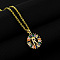 Brass Pave Colorful Cubic Zirconia Initial Ring Pendant Necklaces, 304 Stainless Steel Cable Chain Necklaces, Golden, Letter R, 17.72 inch(45cm)