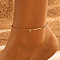 304 Stainless Steel Link Chain Anklet for Women, Real 18K Gold Plated, Flat Round, 8-1/4 inch(21cm)