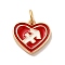 Real 18K Gold Plated Brass Enamel Pendants, with Jump Ring, Cadmium Free & Nickel Free & Lead Free, Heart with Constellation Charms, Sagittarius, 12x13x1.5mm, Hole: 3.4mm