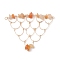 Natural Red Aventurine Chip Copper Wire Wrapped Connector Charms, Triangle Mesh Links, Golden, 52x80.5x9mm, Hole: 2.5mm