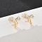Bowkont Brass Micro Pave Clear Cubic Zirconia Stud Earrings, with Silicone Earplugs, Long-Lasting Plated, Real 18K Gold Plated, 8x7.5~8mm