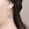 Bohemian Style Brass Clear Cubic Zirconia Dangle Earrings, Woven Web, Platinum, 47mm