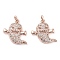 Halloween Rack Plating Brass Micro Pave Clear Cubic Zirconia Pendants, with Jump Ring, Long-Lasting Plated, Cadmium Free & Lead Free, Ghost, Rose Gold, 15x15x4mm, Hole: 2mm