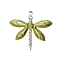 Alloy Big Pendants, with Enamel and Crystal Rhinestone, Dragonfly, Green Yellow, 49x64x4mm, Hole: 5x5mm
