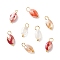 Electroplate Glass Pendants, with Golden Plated Brass Loops, Faceted, Oval, Chocolate, 13~14x6~6.5x4~4.5mm, Hole: 2~3mm