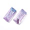 K9 Glass Rhinestone Pendants, Rectangle, Faceted, Lilac, 35~36x15x11~12mm, Hole: 1.2~1.5mm