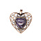 Retro Hollow Natural Amethyst Pendants, Heart Pendants, with Red Copper Metal Finding, 30x30x8mm
